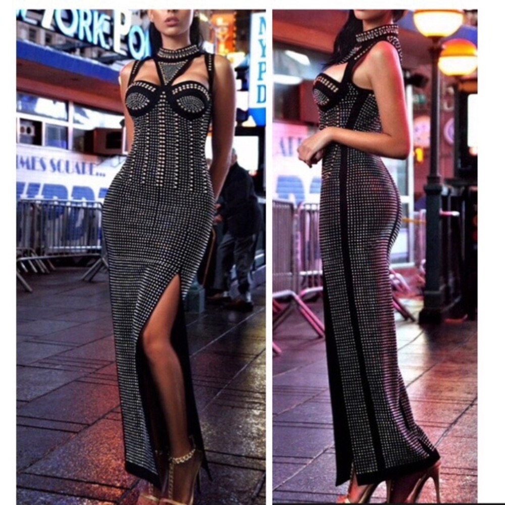 Stunning Black Studded Bling Dress